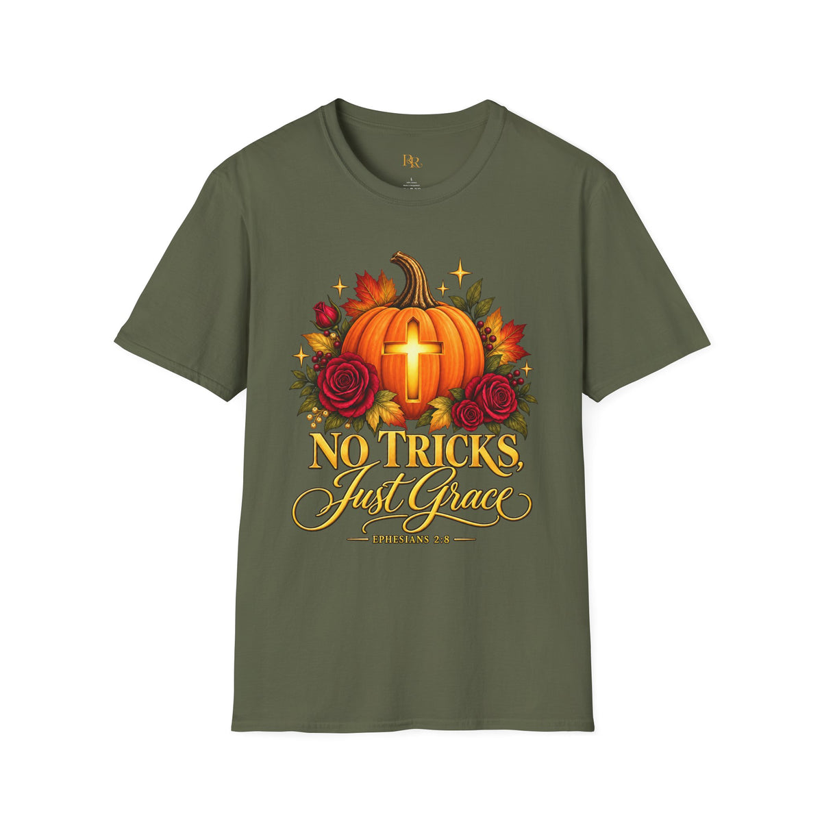 No Tricks, Just Grace Christian Fall T-Shirt | Ephesians 2:8