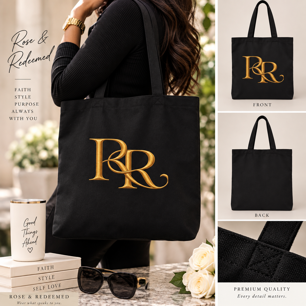 Rose & Redeemed Signature Monogram Canvas Tote Bag
