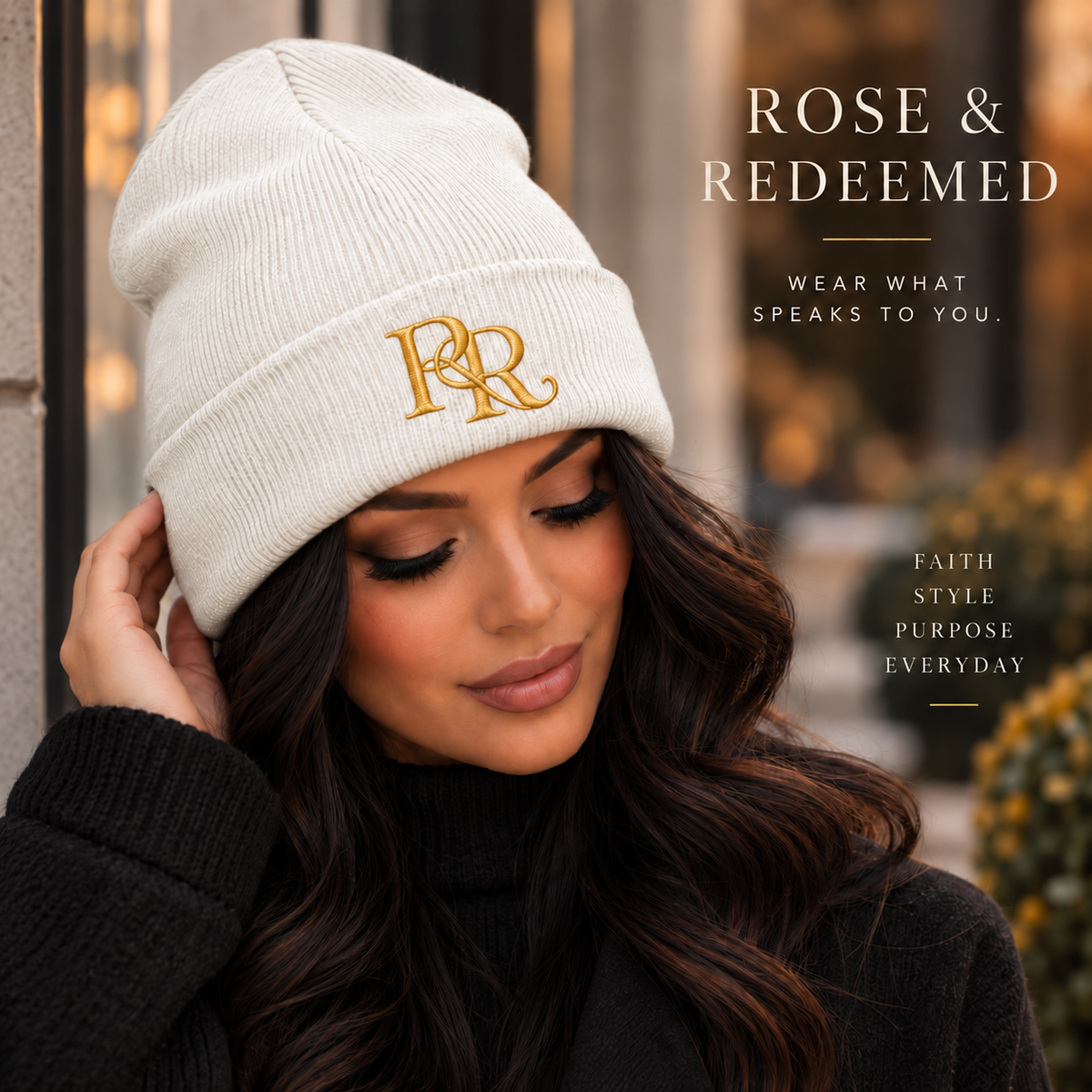 Rose & Redeemed Signature Embroidered Beanie