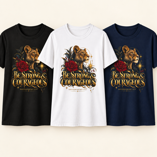 Be Strong & Courageous Deuteronomy 31:6 Christian T-Shirt