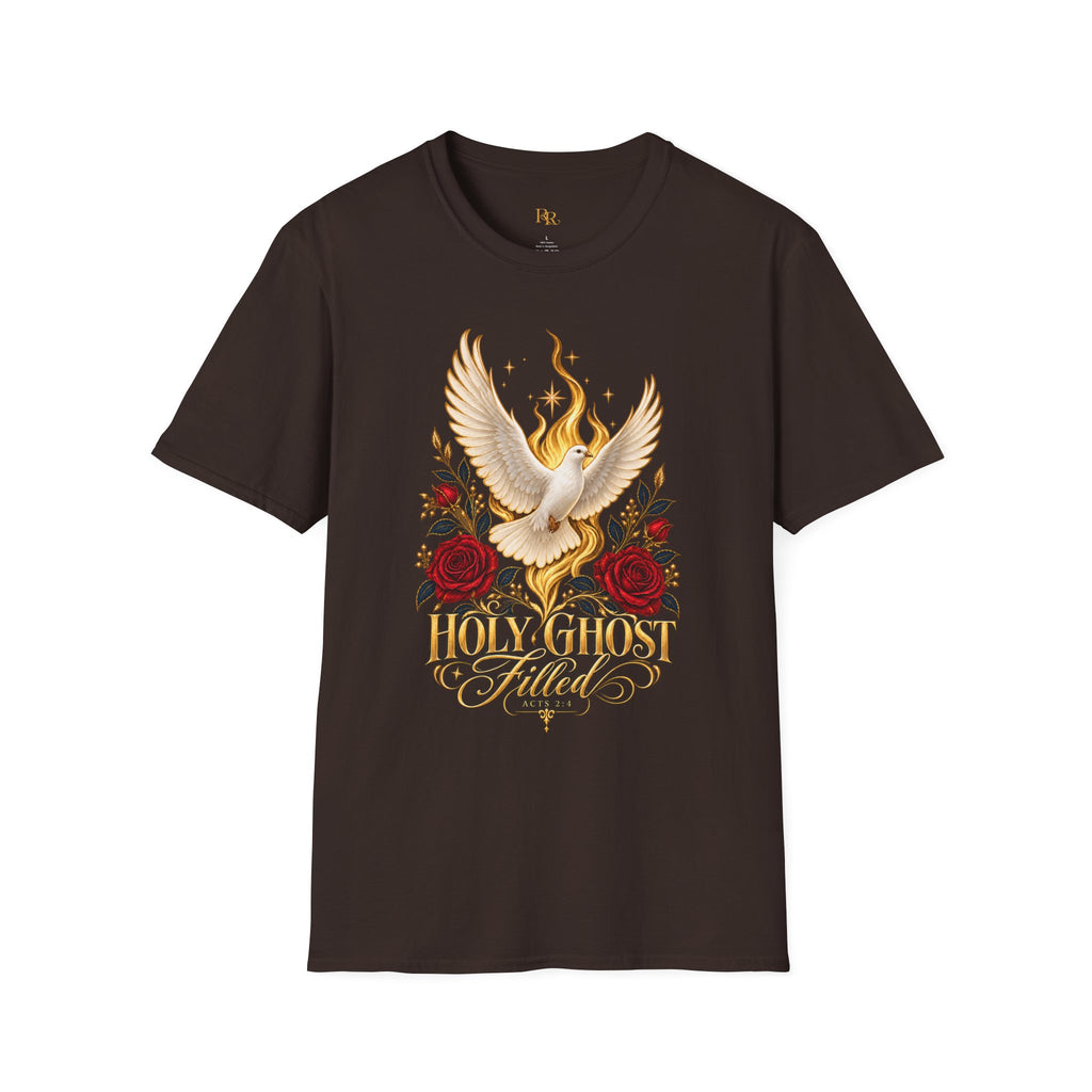 Holy Ghost Filled Acts 2:4 Dove & Roses Graphic T-Shirt