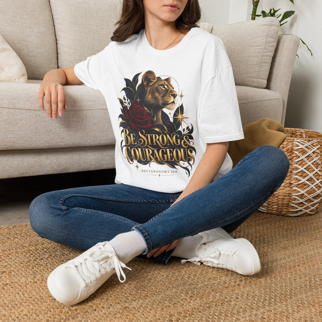 Be Strong & Courageous Deuteronomy 31:6 Christian T-Shirt