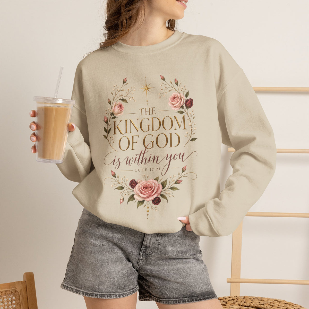 The Kingdom of God Is Within You Floral Christian Sweatshirt – Luke 17:21